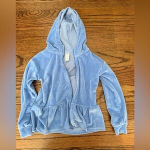 90 Degree By Reflex Girls' Light Blue Velour Hooded Jacket